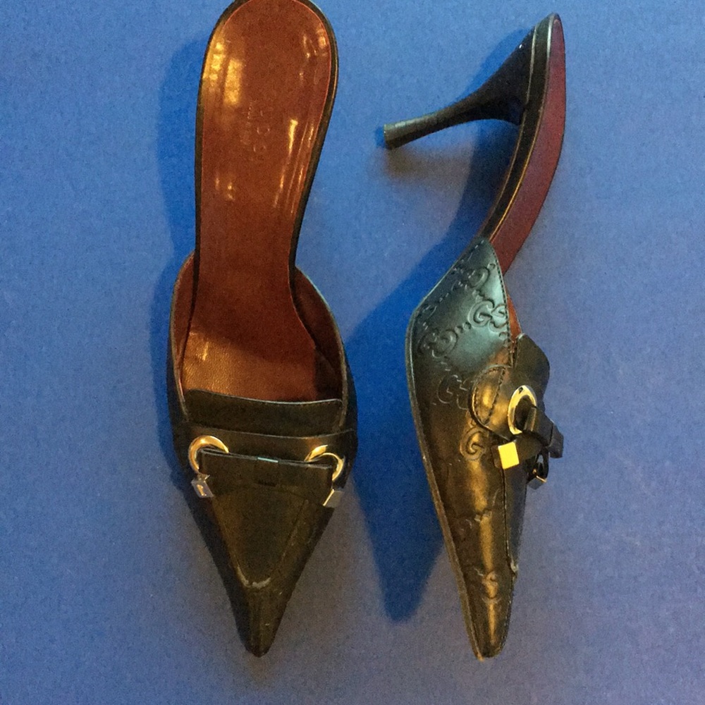 GUCCI leather monogram mules - Picture 2 of 4